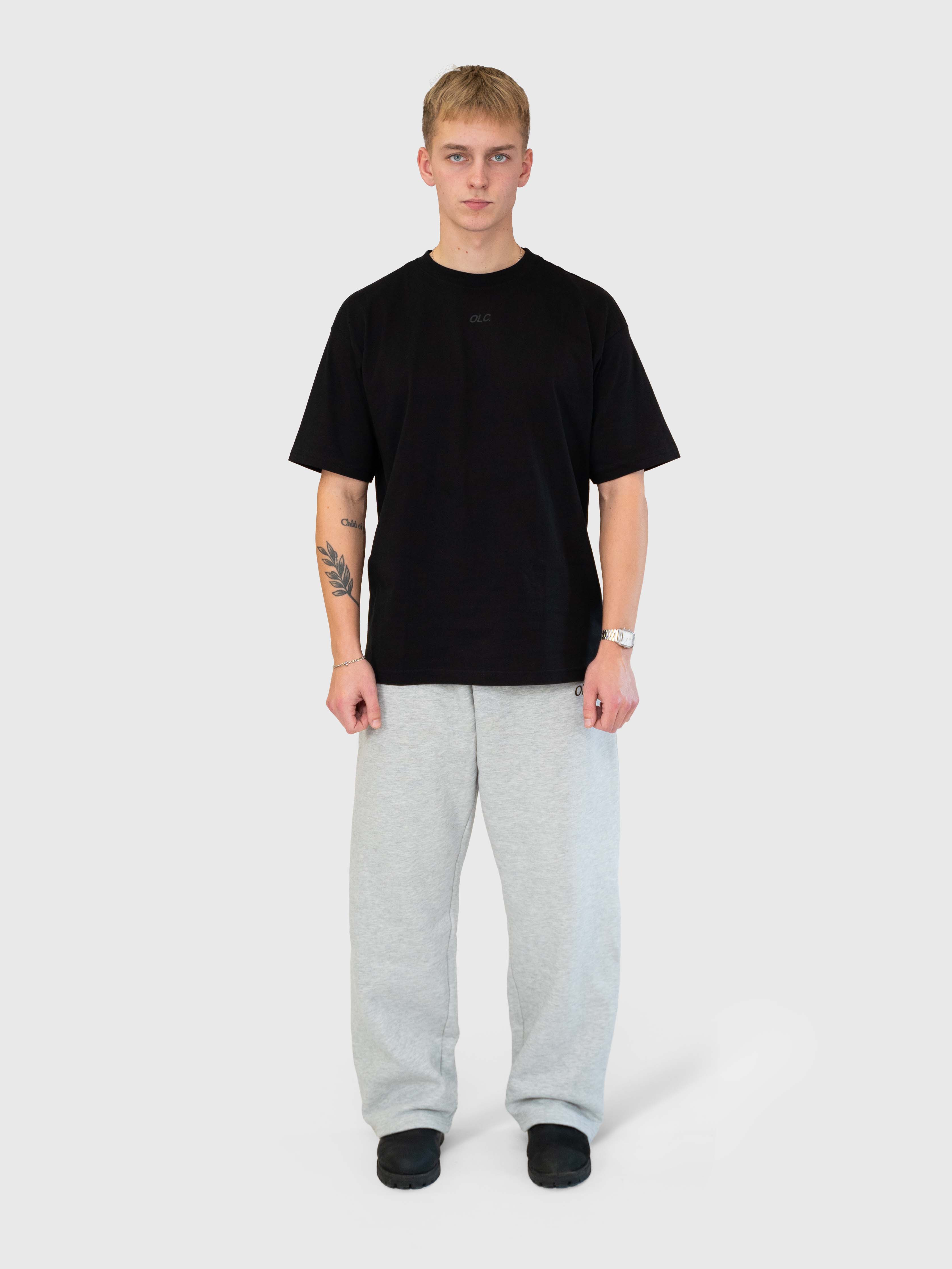 Logo Straight Sweatpants - Melange Grey/Black