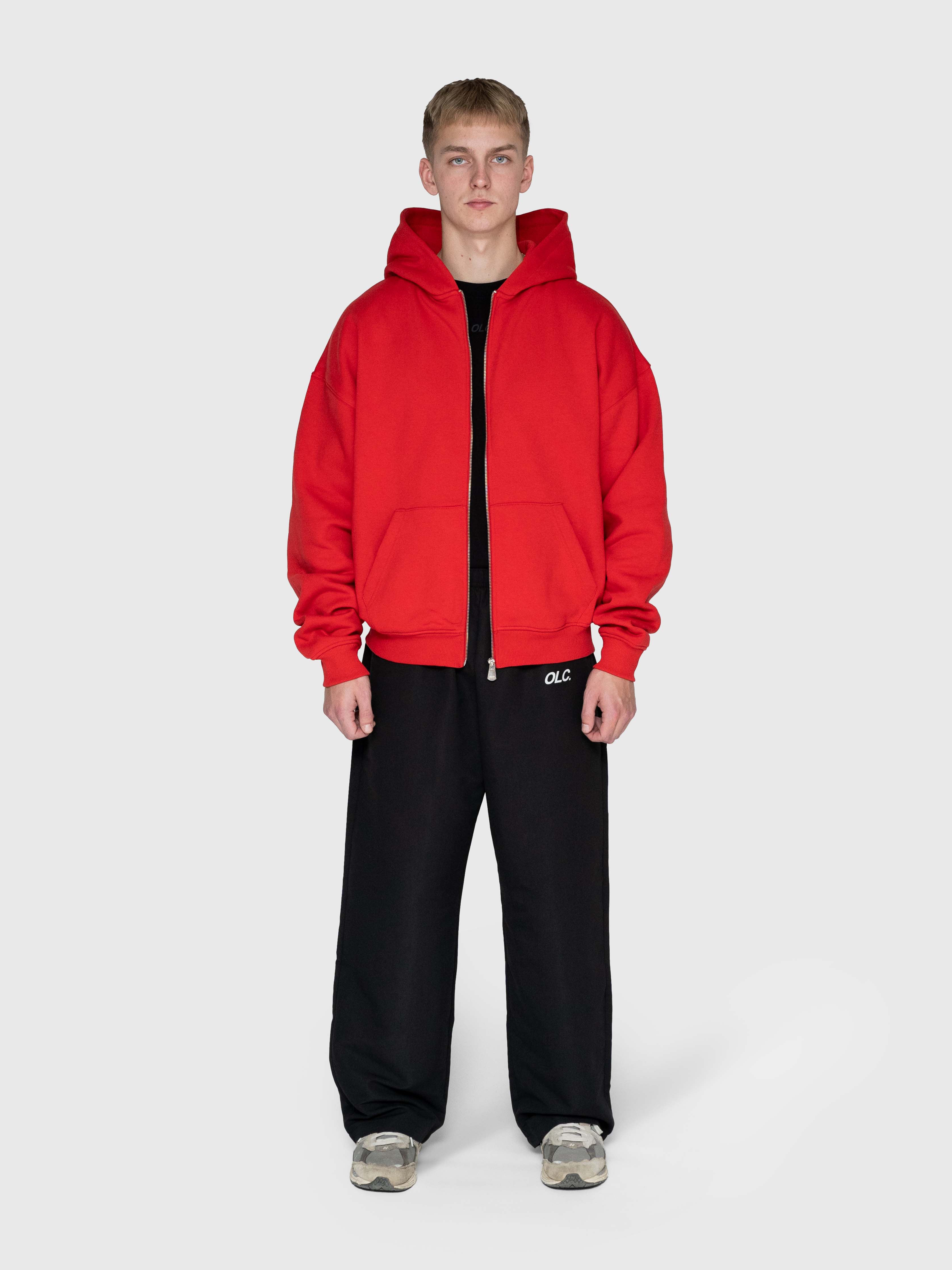 Confidence Zip Hoodie - Red/White