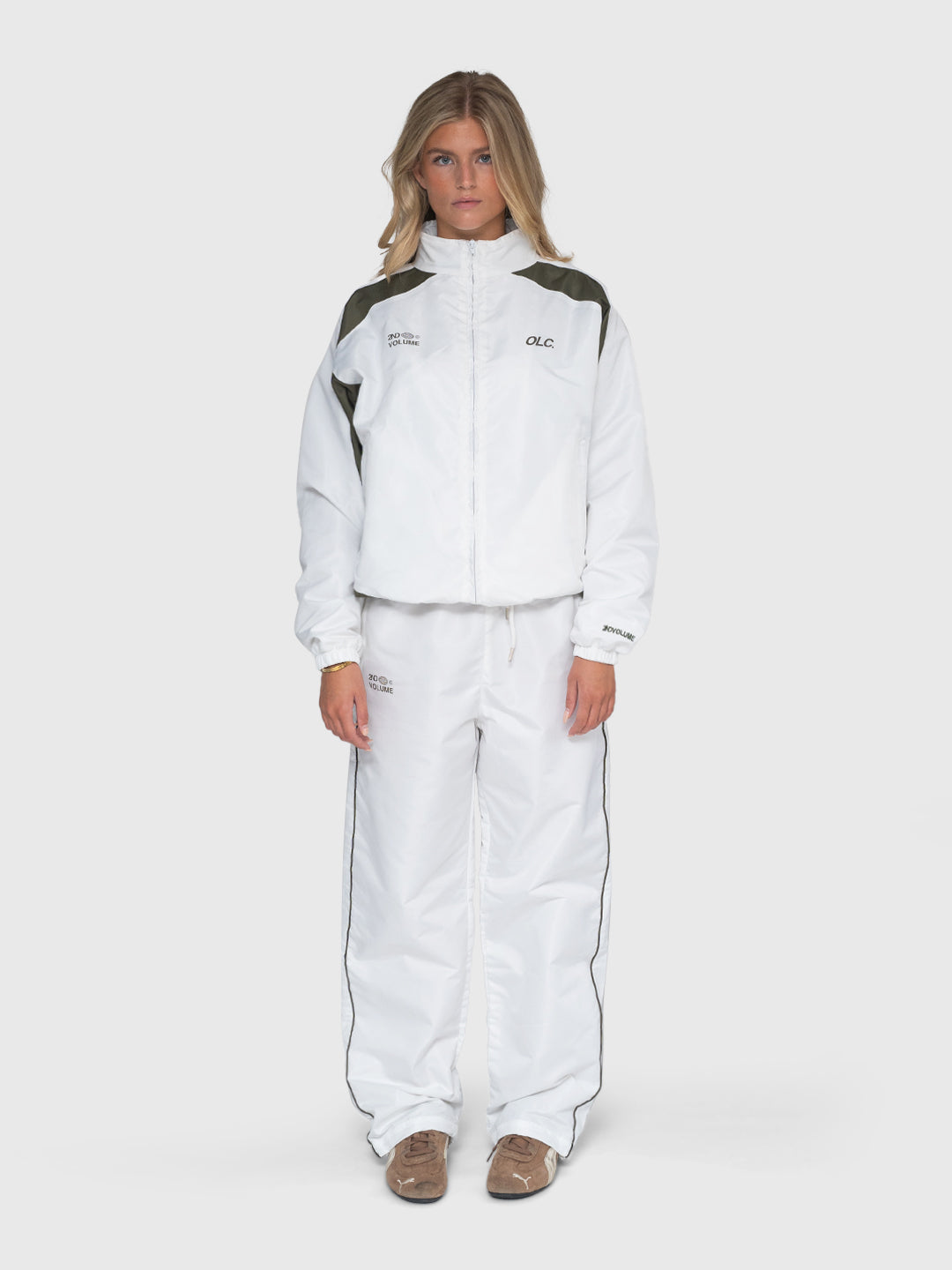 LE Track Pants - Bright White/Dusty Khaki