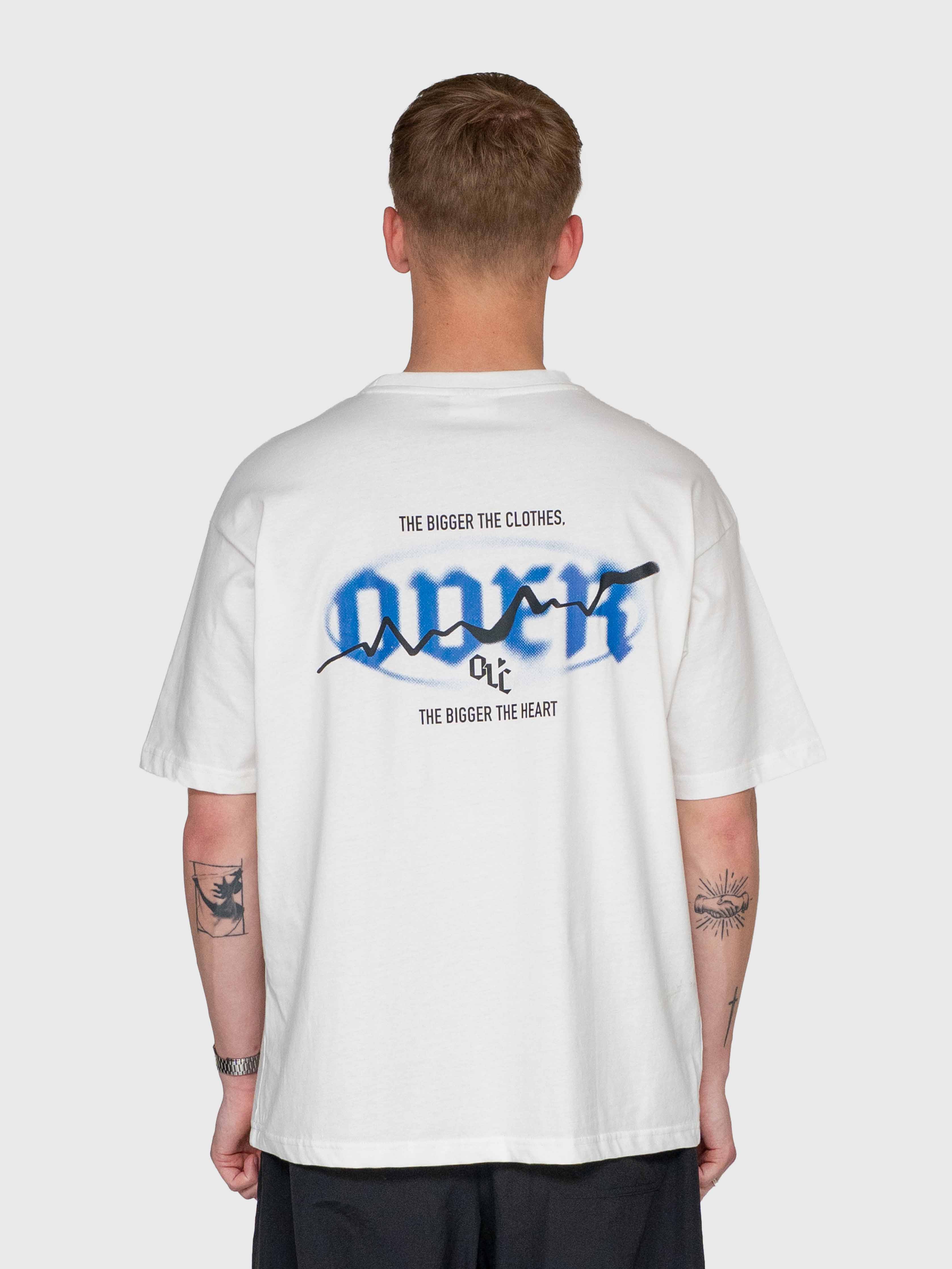 Over box tee - Cream/Blue