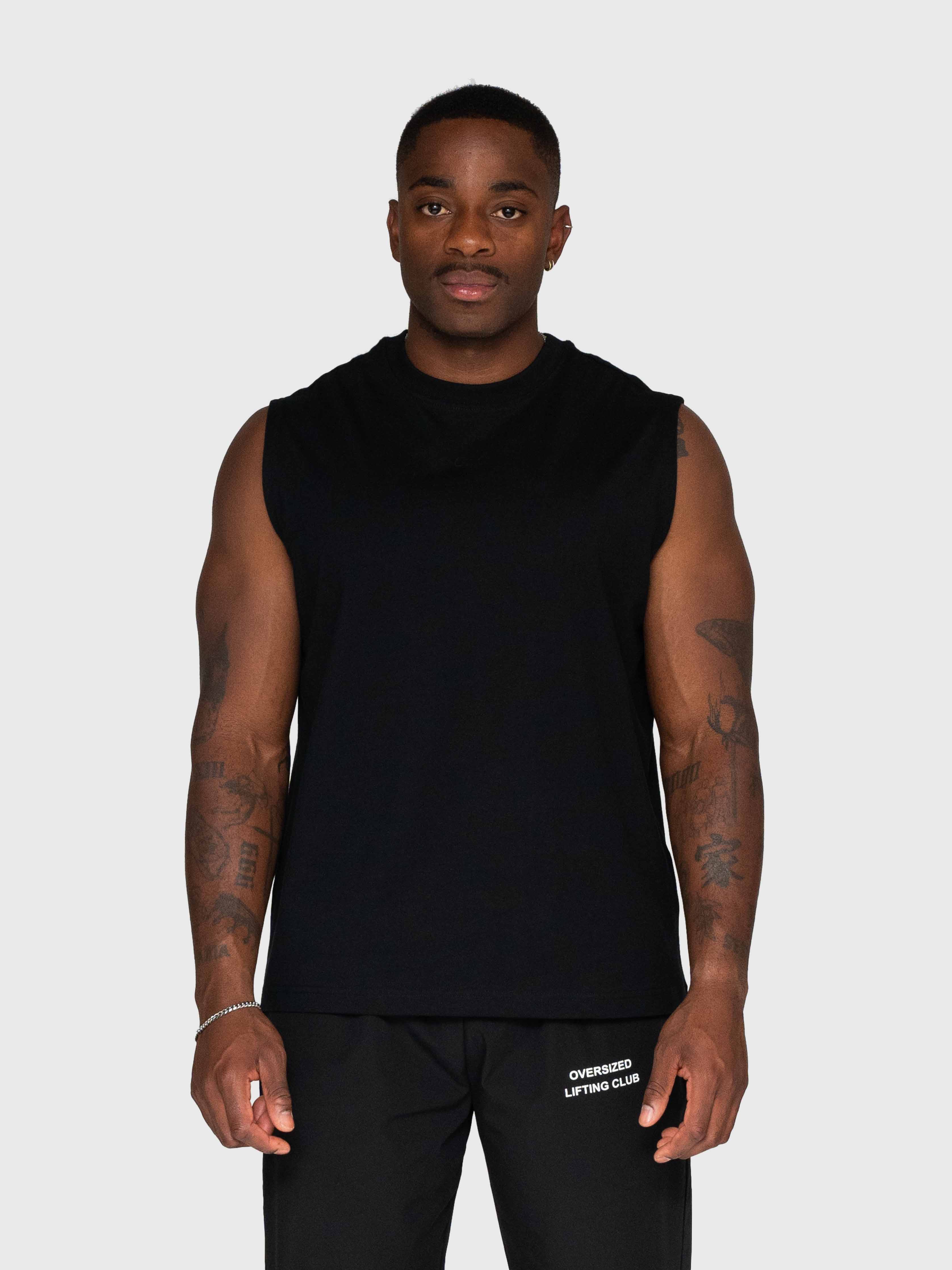 Heavyweight Cut Off Tee - Black/White