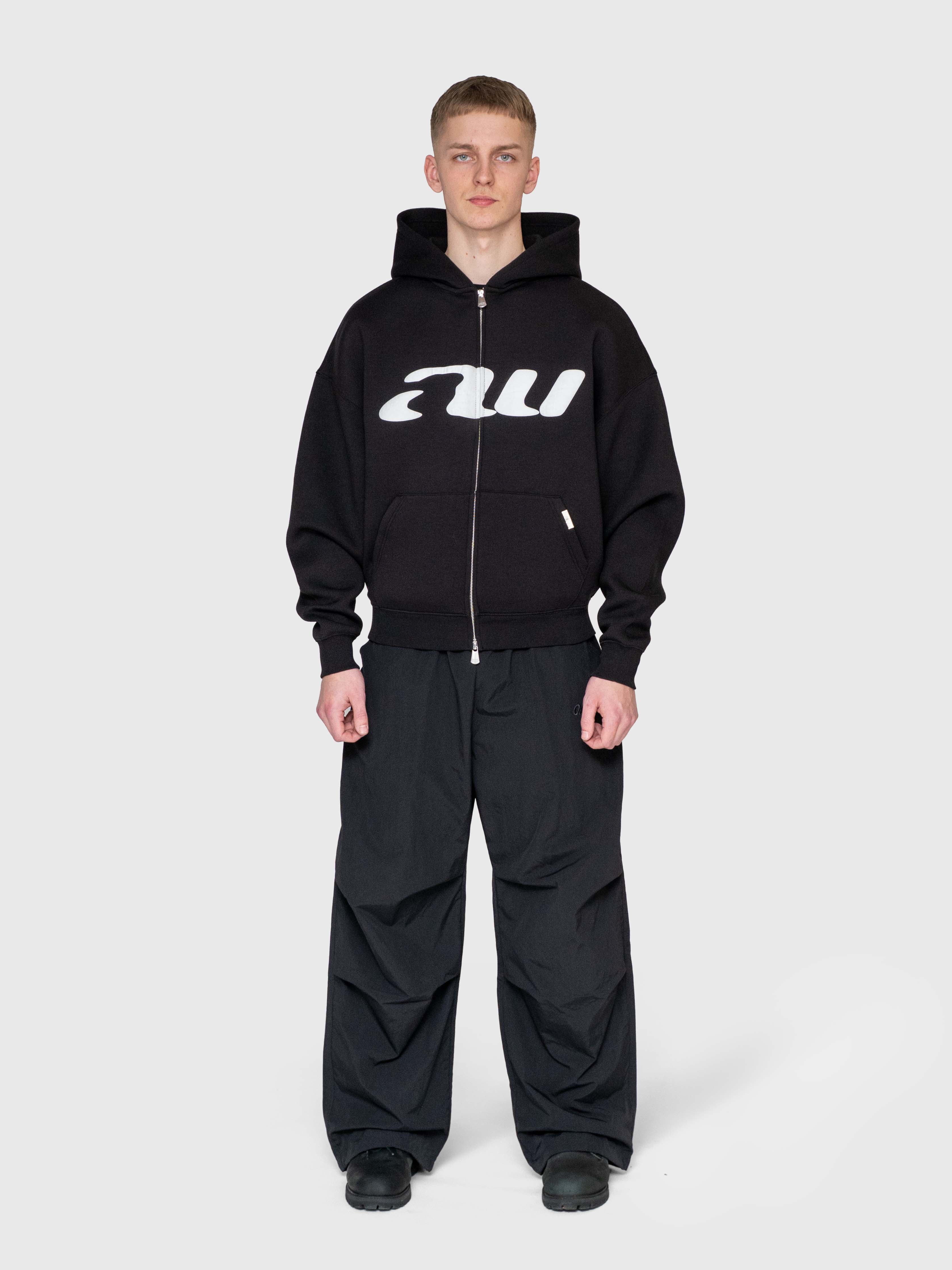 AW Puff Zip Hoodie - Black/White