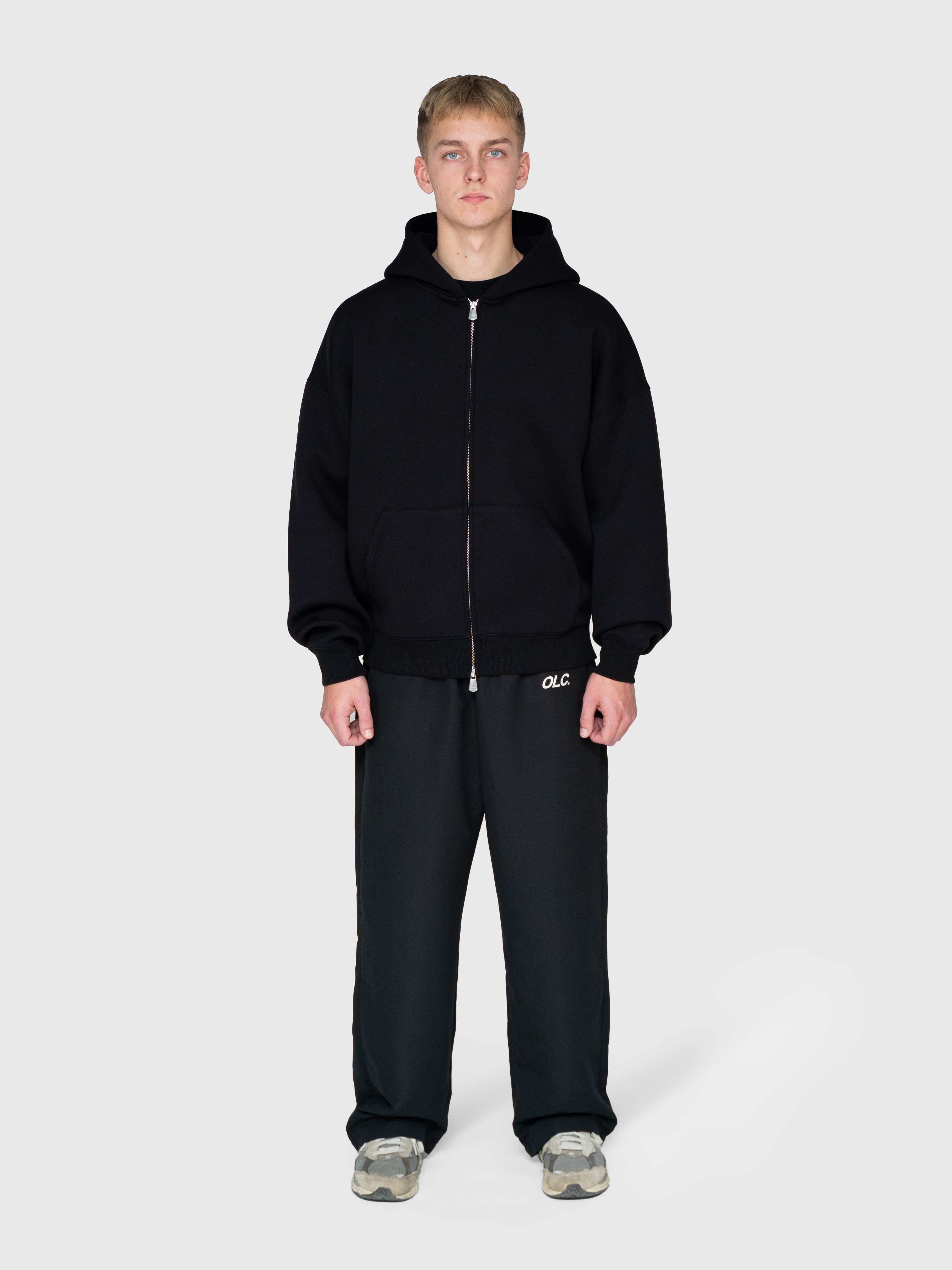 Scuba Embossed Zip Hoodie - Black