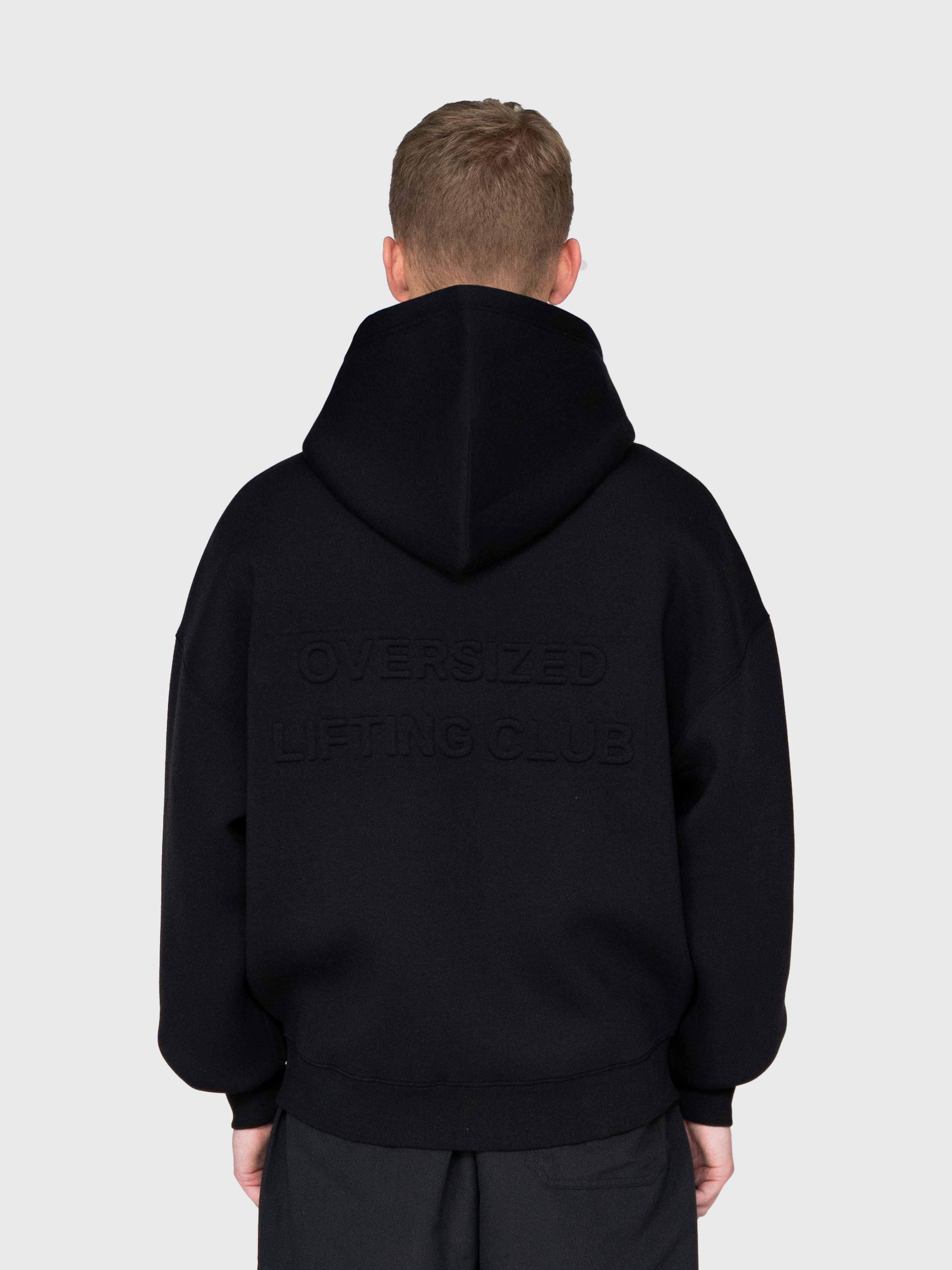 Scuba Embossed Zip Hoodie - Black