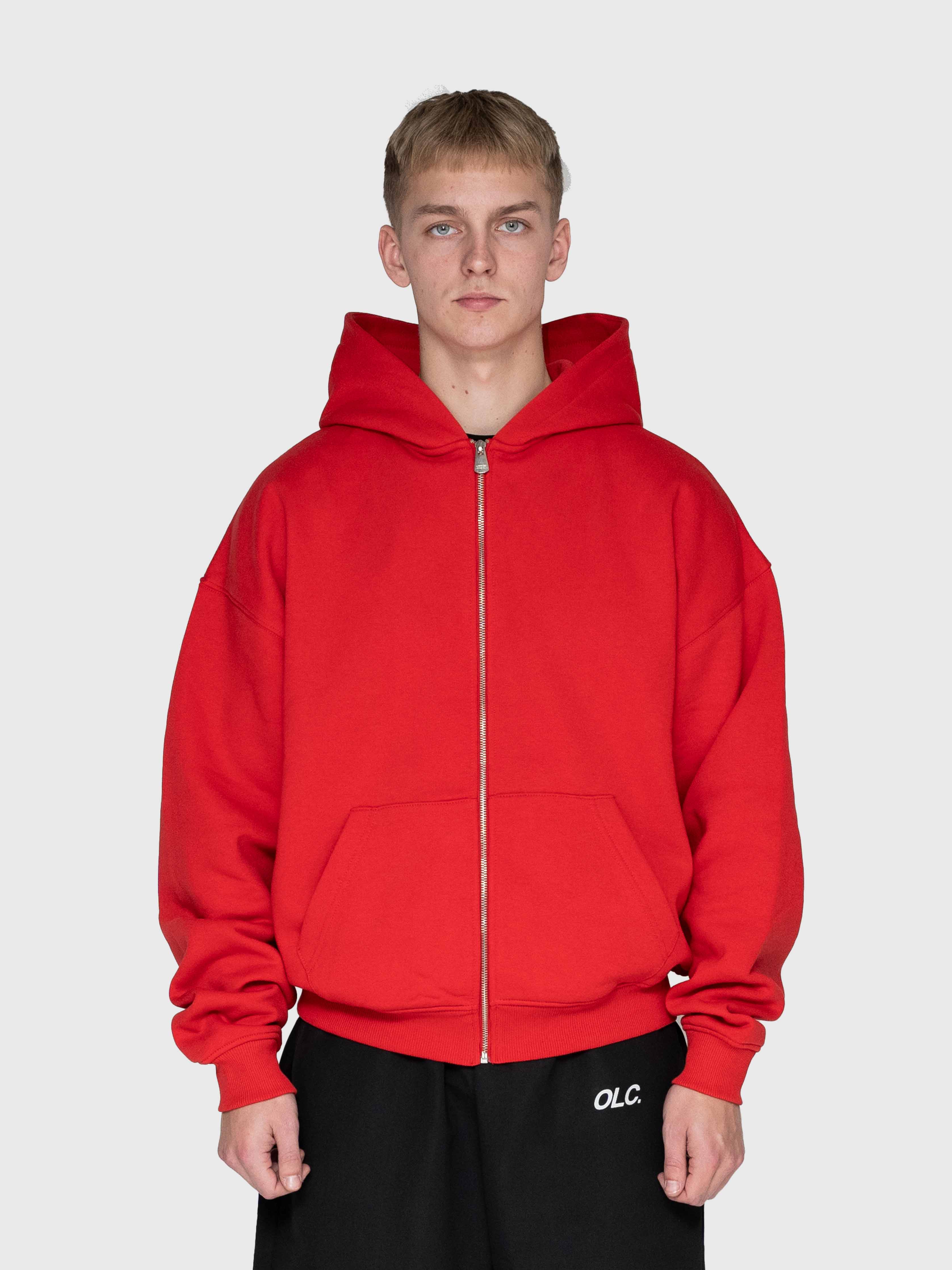 Confidence Zip Hoodie - Red/White