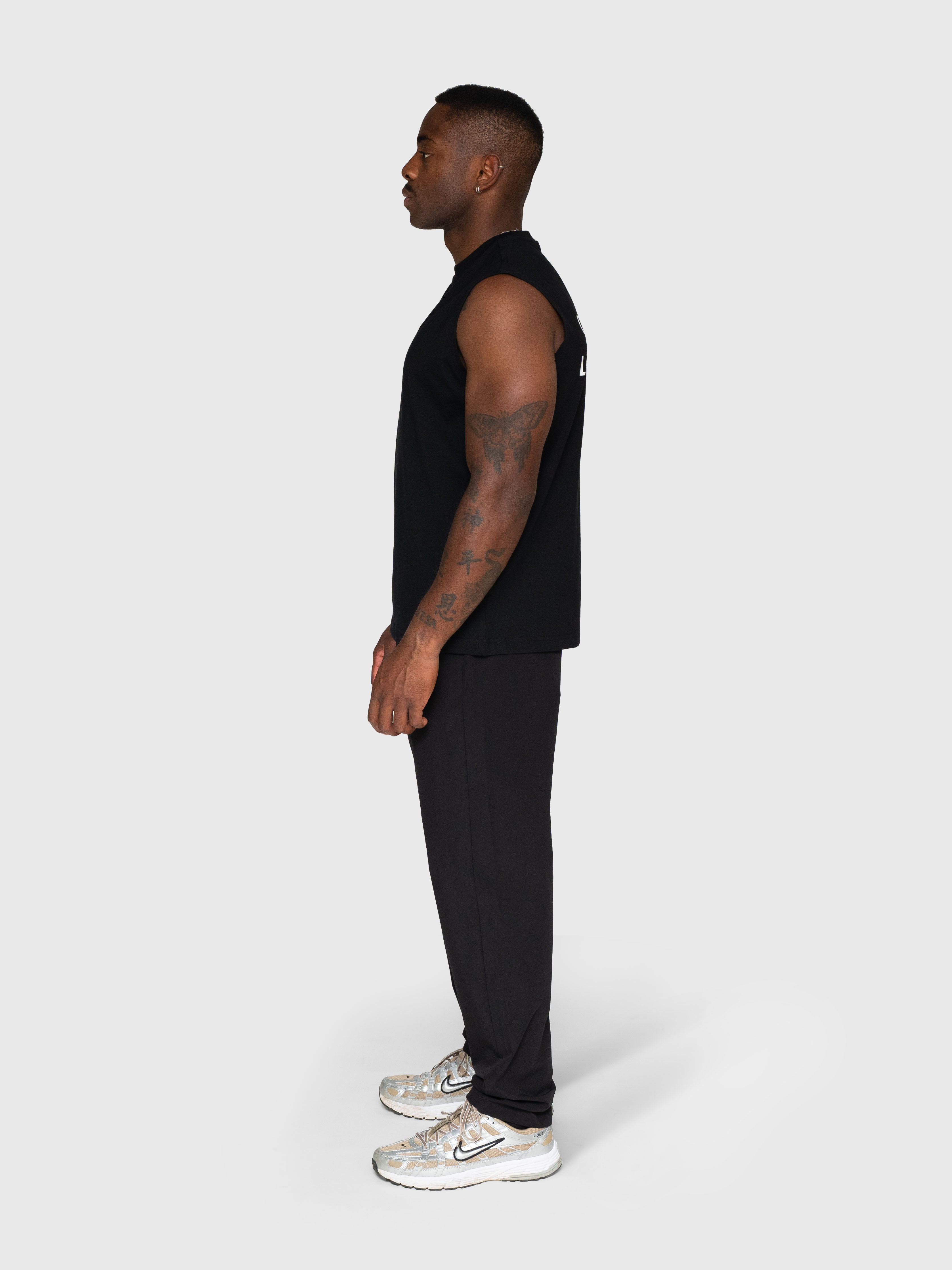 Heavyweight Cut Off Tee - Black/White